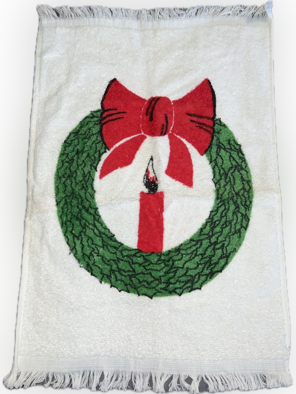 💥 Vintage New Holiday Decorative Finger Towel Fringe Wreath Christmas Holiday
